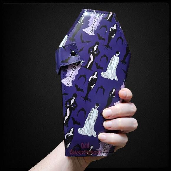 Purple Coffin Wallet Ladies of Horror Bats Cult Classic Movie Halloween Goth Alt - Picture 4 of 7